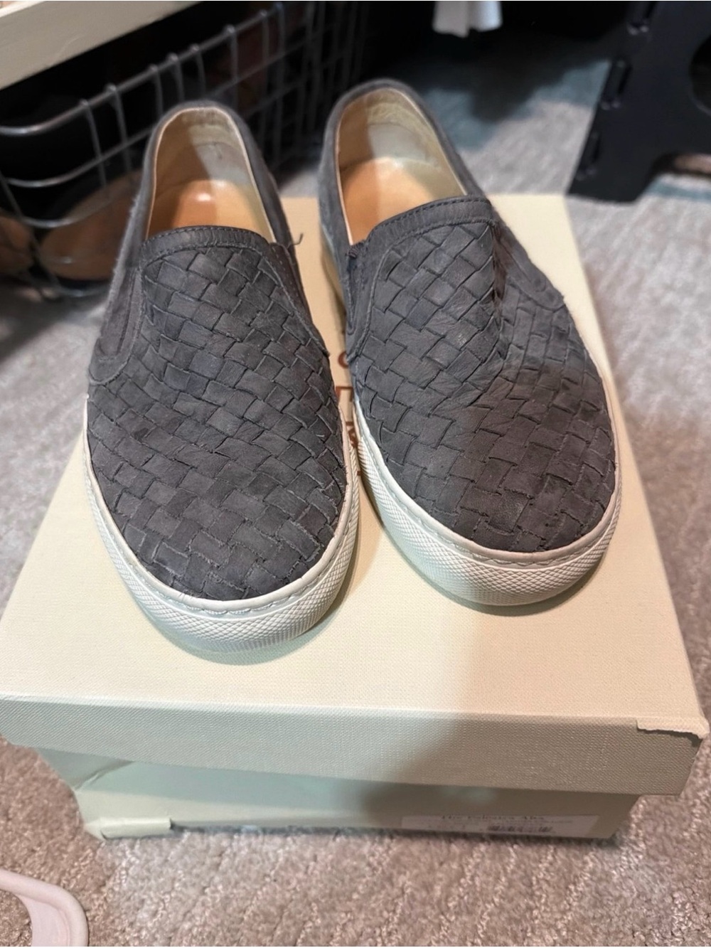 Woven Slip-On Loafers in Gray